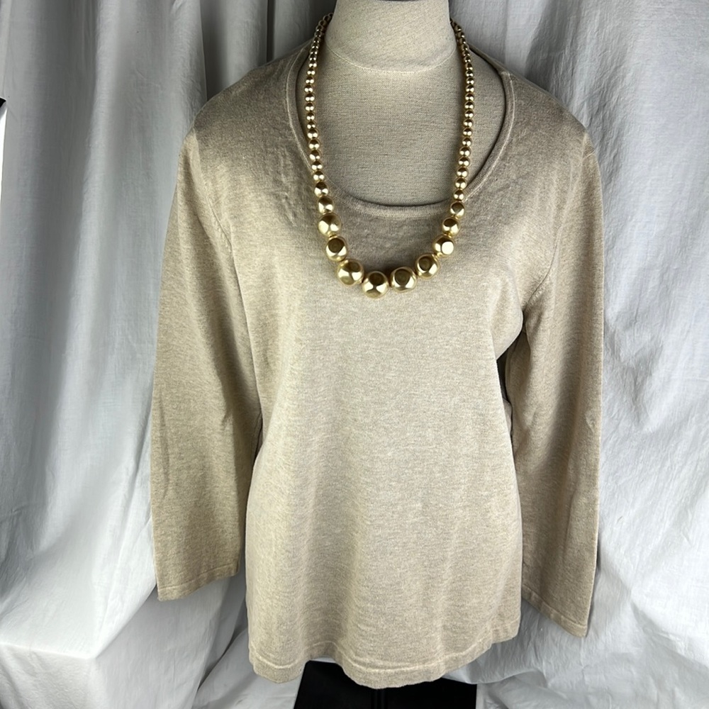 Women’s Evan-Picone 100% cotton tan long sleeve pullover top/shirt size 2X